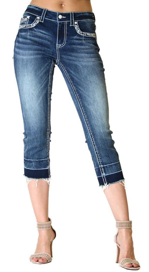 Grace in LA Womens Junior Fit Light Wash Cropped Skinny Jeans JNW-9244 