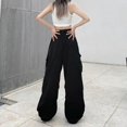 thumbnail image 5 of Cargo Pants Casual High Waisted Breathable Baggy Sweatpant Kpop Wide Leg Drawstring, 5 of 5