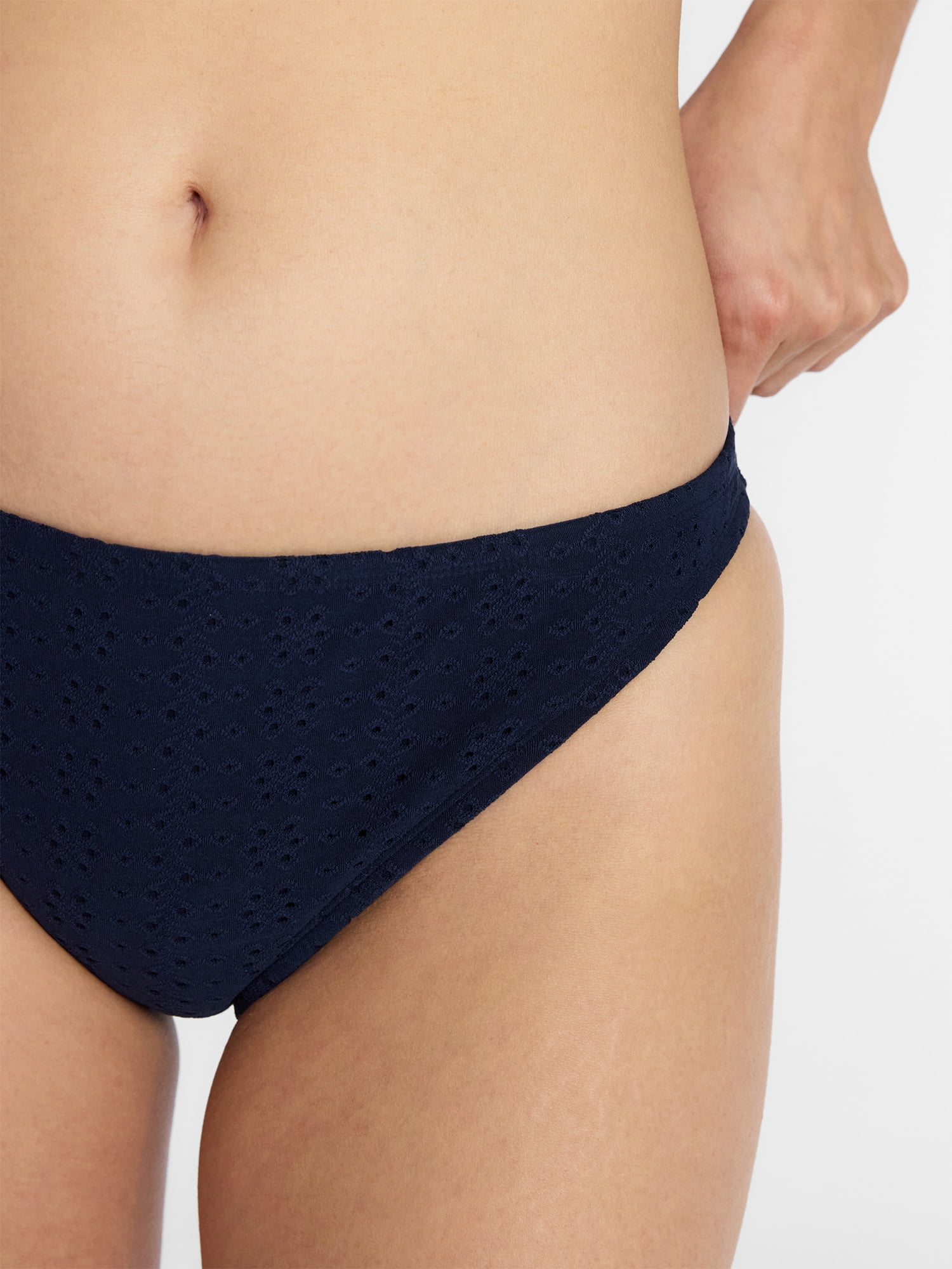 Time and Tru Women's and Women's Plus Low Rise Cheeky Eyelet Bikini Bottoms, Sizes XS-3X