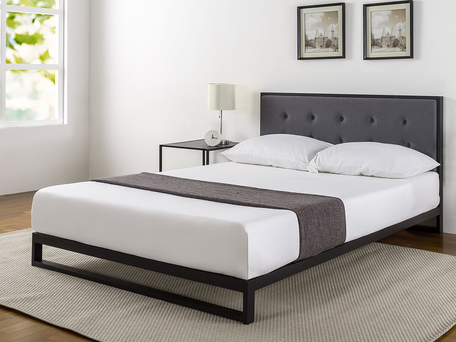 Zinus Trisha 7 Low Profile Platforma Bed Frame With Tufted Low Profile Platforma Bed Frame