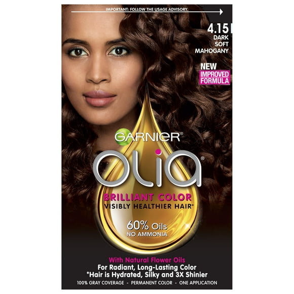 Garnier Olia Ammonia-Free Brilliant Color Oil-Rich Permanent Hair Color, 3.60 Darkest Red Rose (Pack of 1) Red Hair Dye (Packaging May Vary)