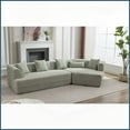 thumbnail image 5 of Modern L-Shaped 3-Seat Corduroy Sofa with Right Chaise & 8 Pillows – Beige, Living Room Ready, Easy to Assemble, 5 of 23