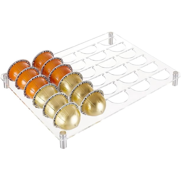 Organizador de cápsulas de café con capacidad para 30 cápsulas. Bandeja organizadora para cajón. Cajón portátil de acrílico transparente.