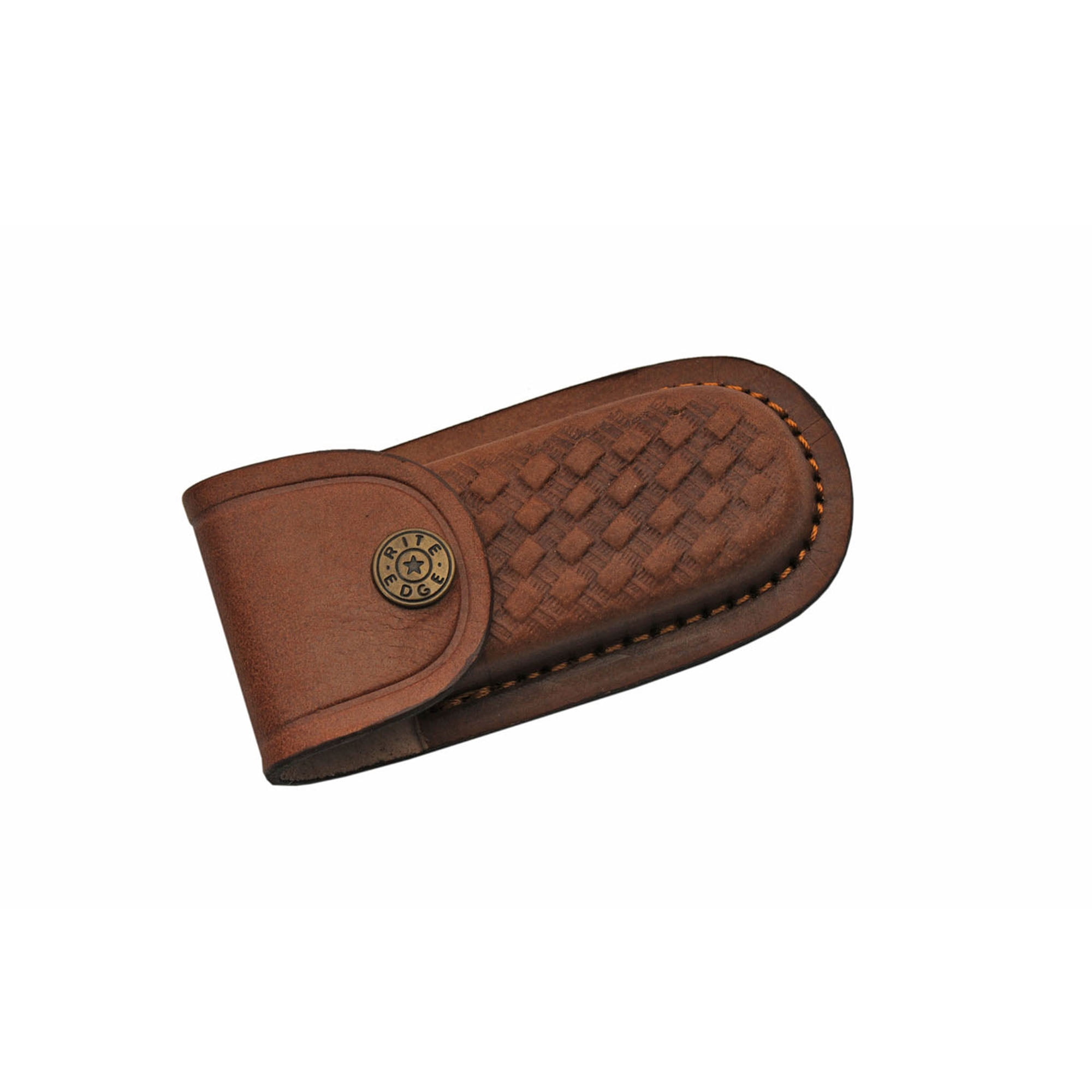 SANZ 3.75 Inch Wooden Lockback Folding Utility Knife Damascus Pattern Blade Wood Handle with Leather Sheath