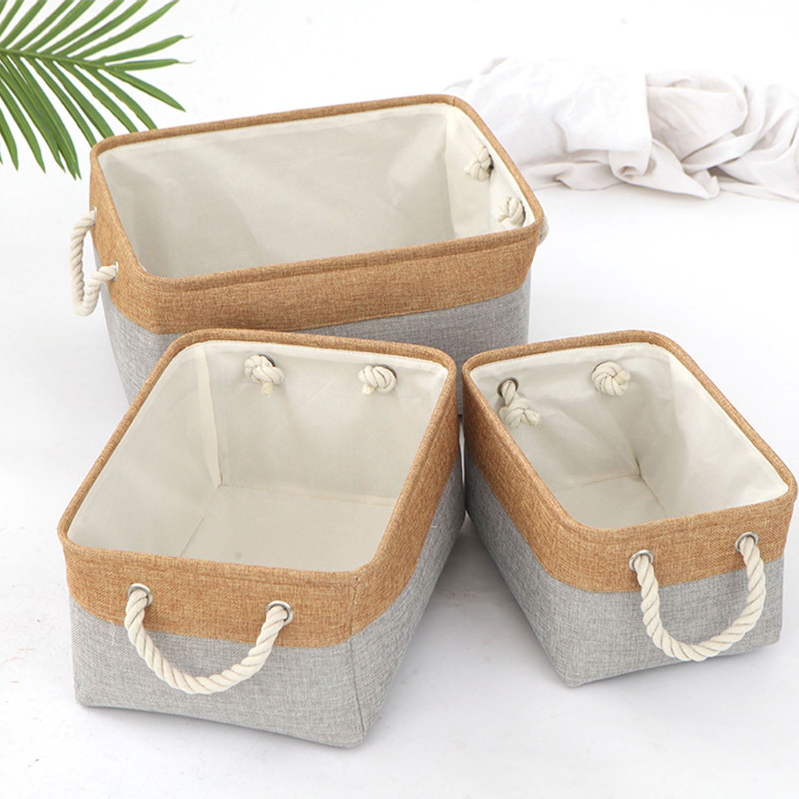 3pcs Foldable Clothes Storage Bins Heavy Duty Clothes Containers for