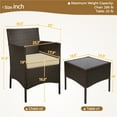 thumbnail image 3 of Yaheetech 3-Pieces Patio Wicker Chairs and Table Set for Garden Deck, Brown/Khaki, 3 of 7