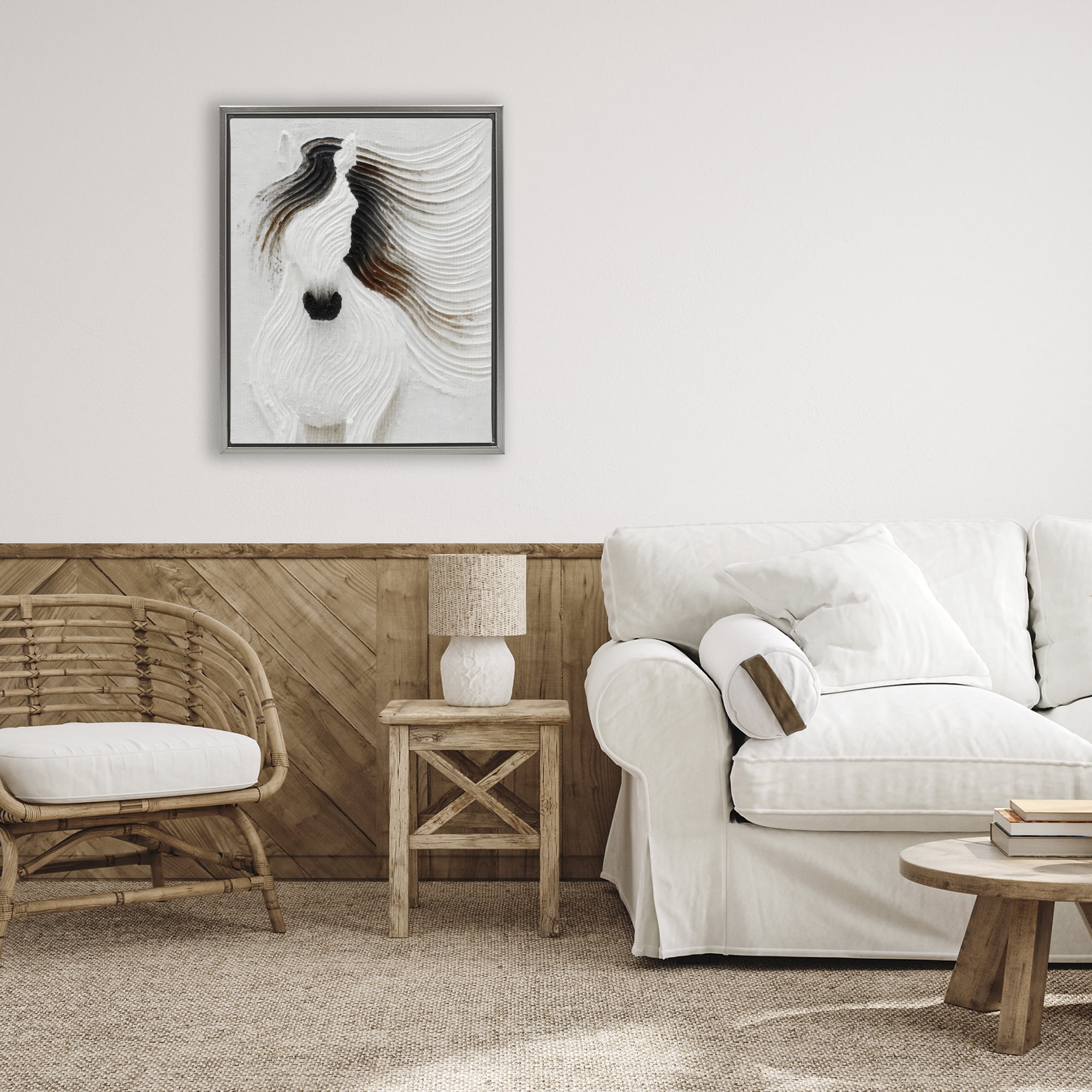 Stupell Industries Grooved Horse in Flowing Motion Gray Framed Floater Canvas Wall Art, design by Ink Drop Loft