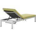 thumbnail image 6 of Modway Shore Outdoor Patio Aluminum Chaise with Cushions in Silver Peridot, 6 of 6