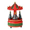 thumbnail image 3 of Carousel Music Box Rotating Christmas Tree Wind Up Mechanism Wooden Festive Holiday Tabletop Decor for Family, 3 of 9