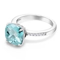 thumbnail image 3 of Gem Stone King 925 Sterling Silver Sky Blue Topaz Women Engagement Ring (4.77 Ct Cushion Checkerboard 10MM Gemstone Birthstone, Available in Size 5, 6, 7, 8, 9), 3 of 5