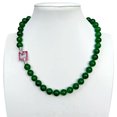 thumbnail image 2 of EOEMY Green Jade Necklace Fuchsia Cz Pave Clasp Jewelry Gifts Women Men Jewelry Gift, 2 of 6