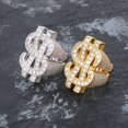 thumbnail image 1 of Anillo de sello ancho para hombres, anillo chapado en anillo de diamantes de imitación, anillo de compromiso vintage Hip Hop Rock en tono dorado, anillo de amistad para hombres, 1 of 5