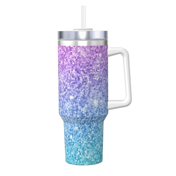 Vsdgher Multicolor Glitter Pattern 40 oz Tumbler with Handle and Straw Lid | Insulated Cup Reusable Stainless Steel Water Bottle Travel Mug | Gifts for Women Men Him Her
