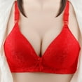 thumbnail image 2 of Loopsun Plus Size Bras for Women, Womens Comfortable Breathable Bra without Steel Ring Non-Magnetic Bra Pattern Sweat Absorption Adjustable Shoulder Red 85B, 2 of 5