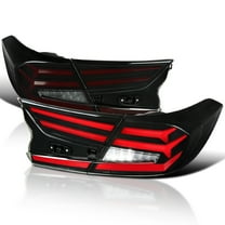 Spec-D Tuning Black Smoke LED Sequential Tail Lights w/ Red Light Bars and Startup Animation Compatible with 2018-2022 Honda Accord 4Dr Sedan, Left   Right Pair Assembly