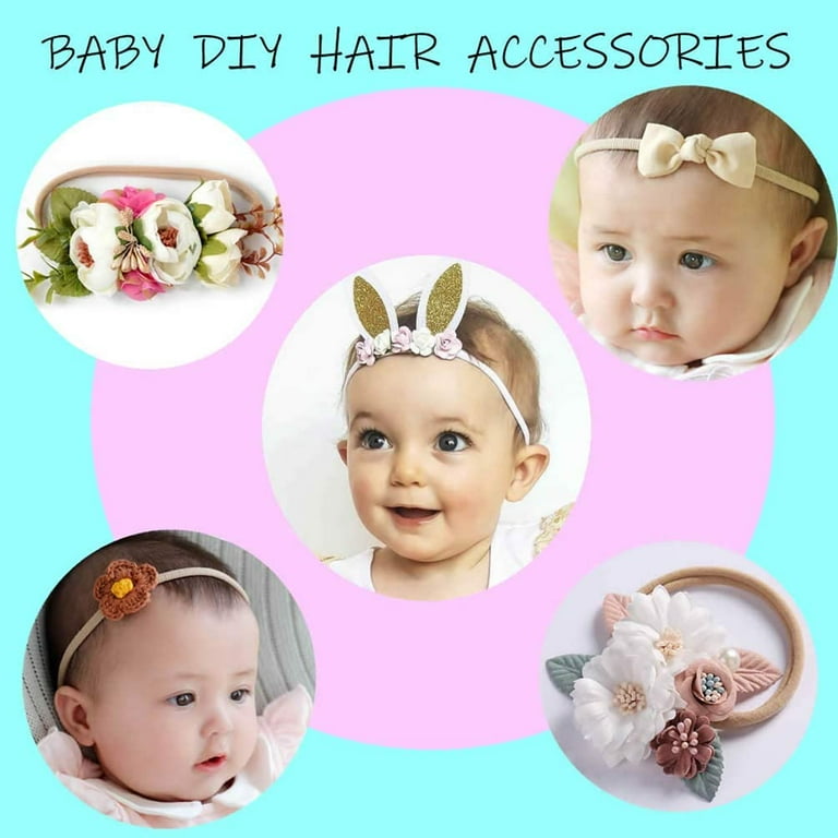 inSowni 50 Pack Super Soft Stretchy DIY Solid Nylon Headbands Baby