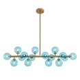 thumbnail image 4 of HOOMEDELIER 16-Light Dimmable Blue Globe Glass Modern Golden Sputnik Linear Chandeliers, 4 of 13
