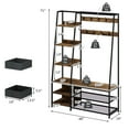 thumbnail image 2 of Gymax 6-in-1 Freestanding Hall Tree Coat Rack w/ Bench & Fabric Dressers Rustic Brown, 2 of 9