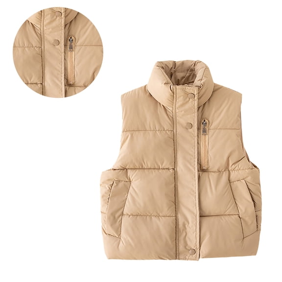 Little Girls Boys Puffer Vest Kids Winter Vest Stand Collar Lightweight Water-Resistant Zip Up Cute Jackets with Sleeveless Kids Winter Jacket 3-4 Years