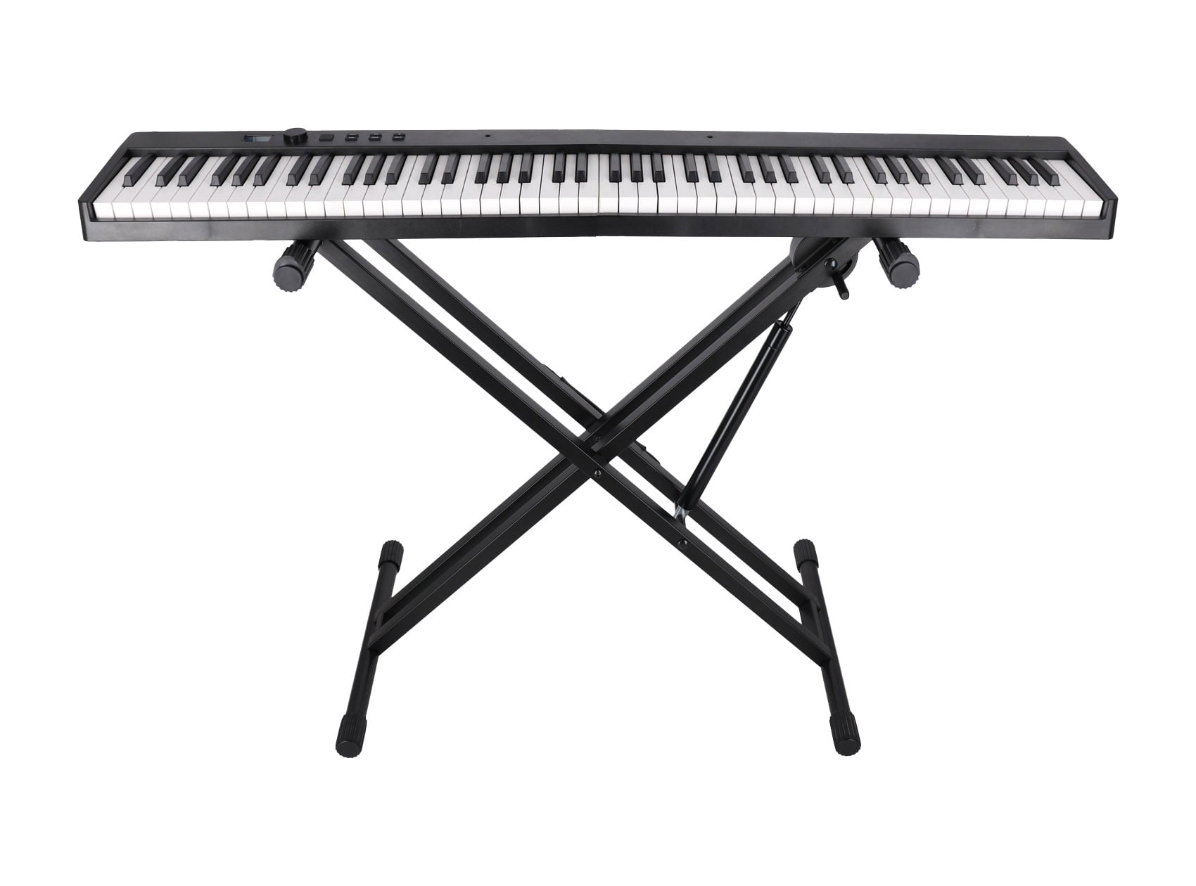 Rockville RKS-AIR Heavy Duty Steel Double-X Keyboard Stand, Hydraulic Air Powered One-Button Gas Spring Adjustment – Black