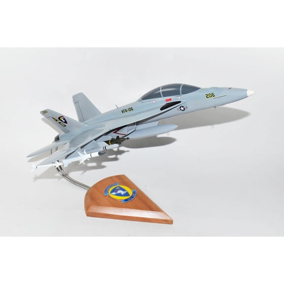 VFA-106 Gladiators F/A-18F Model, Navy, 1/40th (18") Scale, Mahogany, Fighter/Attack