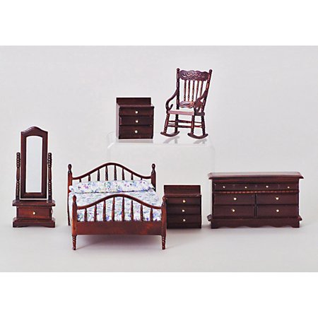 Mahogany Master Bedroom Dollhouse Miniature Set