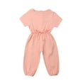 thumbnail image 1 of Diconna Infant Baby Romper Solid Color Short Sleeve Elastic Waist Jumpsuit, 1 of 6