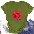 thumbnail image 4 of NAMTYQX Cute Shirts for Women Tropischer Druck Lounge Graphic Light Cool Short Sleeve Slack O-Neck Oversized Graphic Tees Army Green Size 4XL, 4 of 5