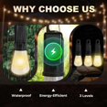 thumbnail image 2 of Solar Rechargeable Hooked Camping Light, Solar Tent Lights USB Rechargeable Camping Lights, 3 Light Modes Adjustable Camping Lamps for Hiking, Party, Camping, Fishing (#008*3pcs), 2 of 7