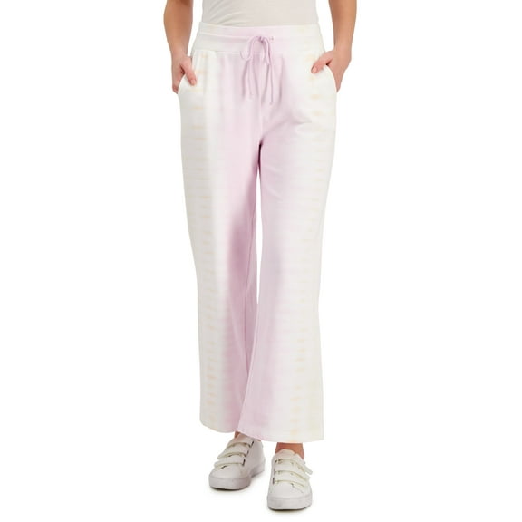 Style & Co Petite Cropped Tie Dyed Sweatpants Lavender Floral PM