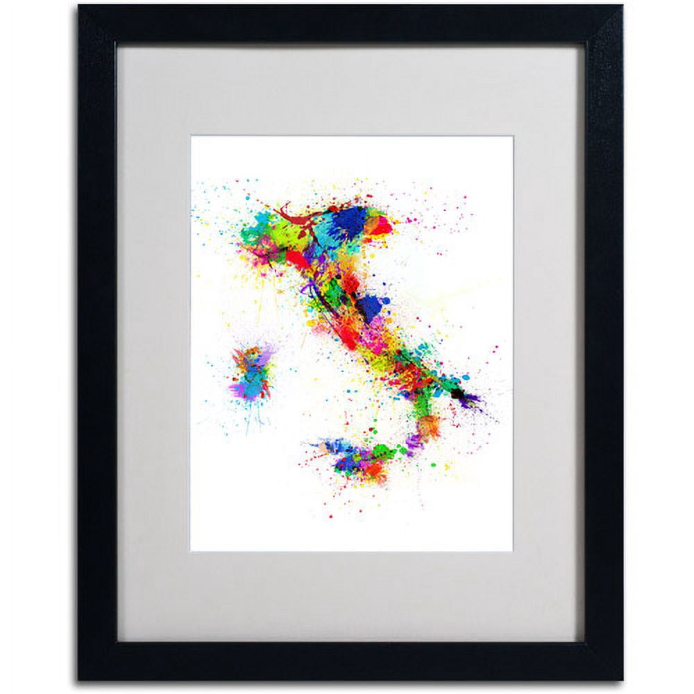 Trademark Fine Art "Italy Paint Splashes Map" Matted Framed by Michael Tompsett