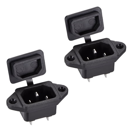 C14 Panel Mount Plug Adapter AC 250V 10A 3 Pins IEC Inlet Module Plug Power Connector Socket with cover 2 pcs price history on PriceWatchPro