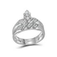 thumbnail image 2 of Solid 10k White Gold His and Hers Marquise Diamond Solitaire Matching Couple Three Rings Bridal Engagement Ring Wedding Bands Set 1/4 Ct. - (L = 6, M = 11.5), 2 of 4
