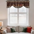 thumbnail image 2 of Vintage Coffee Time Tie Up Valance Curtains for Windows, Kitchen Curtains Window Treatments, Farmhouse Desserts Black White Plaid Short Window Shades Valances for Bedroom Bathroom Cafe 54"x18", 2 of 8
