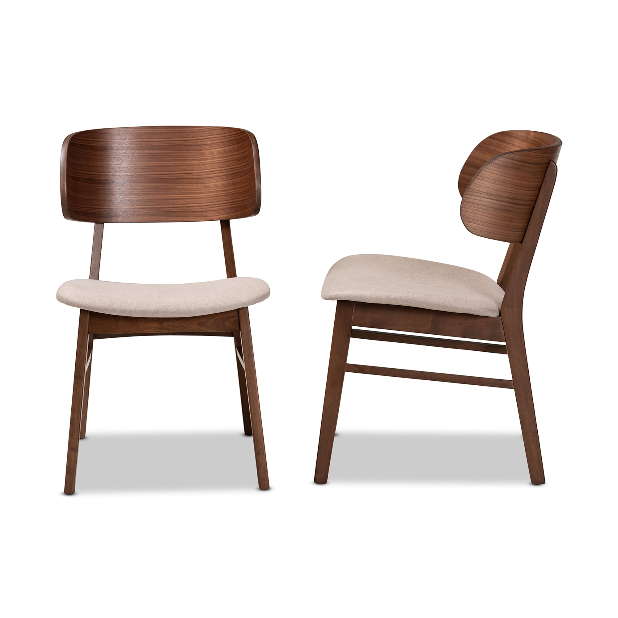 Baxton Studio Alston Dining Chair, Set of 2, Beige/Walnut Brown