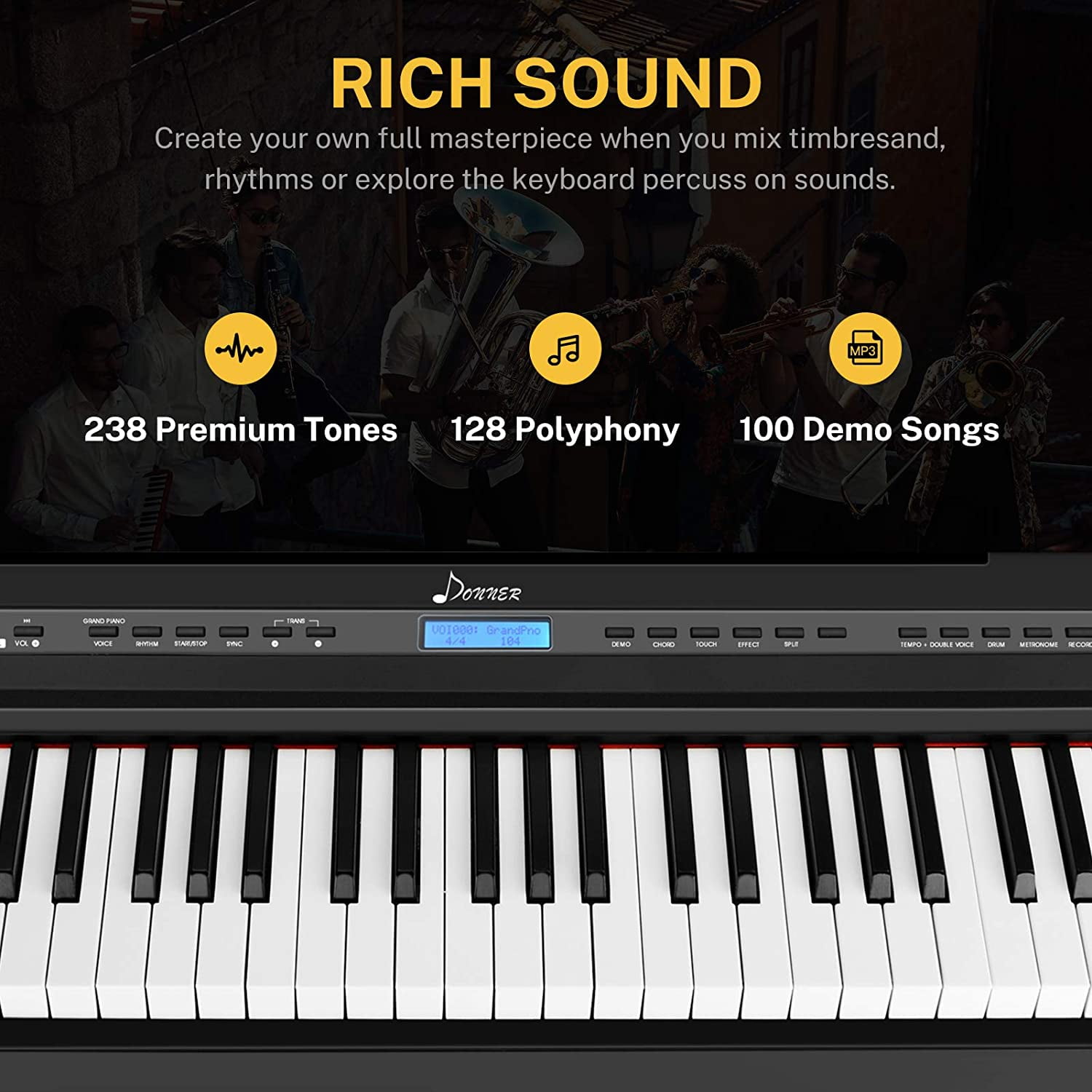 Donner DEP-20 Beginner Digital Piano 88 Keys Full Size Weighted Keyboard, Portable Electric Piano