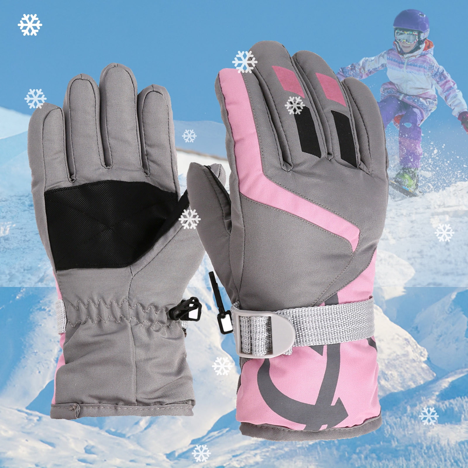 EQWLJWE Boys Girls Winter Gloves Waterproof Ski Gloves Windproof
