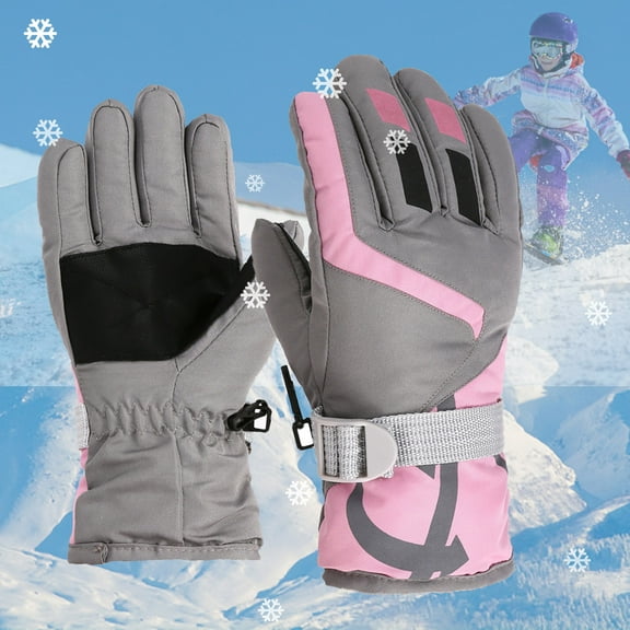 End of Year Clearance! Winter Gloves kids Toddler Kids Boys Girls Gloves Winter Outdoor Windproof Warm Lock Temperature Ski Gloves 9-15Years