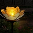 thumbnail image 5 of Lámpara solar de jardín con flor de loto amarilla, color blanco cálido., 5 of 5