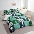 thumbnail image 4 of Homewish Golf Sport Game 7-Piece Bedding Comforter Set,Patchwork Geometric Checkered King Bedding Sets,Green White Bed Sheets For Boys Kids,Luxury Bedroom Decor Reversible, 4 of 9
