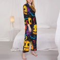 thumbnail image 3 of Yiaed Playful Ghosts Night Sky Print Pajamas Women's Long Sleeve Sleepwear Soft Button Down Loungewear Pjs Lounge Set Nightwear Womens Pajama Pants-, 3 of 7