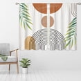 thumbnail image 2 of Boho Mid Century Small Kitchen Curtains Modern Abstract Window Treatment Leaf Rod Pocket Cafe Short Window Curtains for Bathroom Dining Laundry Room Bohemian Tier Treatment Drapes 27.5x39 inch, 2 of 6