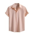 thumbnail image 2 of Tops for Men under $5 Short Sleeve Buttons Turndown Casual Button Down Shirts Summer Beach Fit Collared Shirts Rose Gold S, 2 of 6