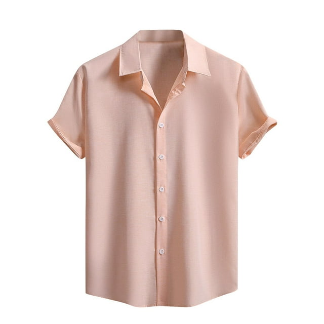 Kaemgyyd Button down Shirt for Men Plus Size Short Sleeve Lapel Summer Vacation Wedding Tops Breathable Solid Color Work Tee