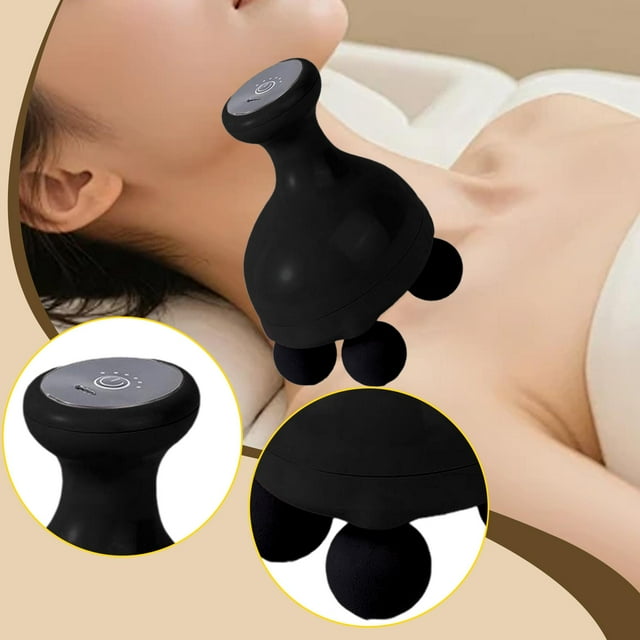 Masajeador corporal profesional de 4 cabezales con 6 velocidades, portátil, recargable por USB, herramienta de muscular para hombros y espalda, negro