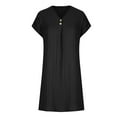 thumbnail image 4 of HOMBOM Cute Dresses for Women Mini Black Shift Solid V-Neck Casual Trendy Short Sleeve Dresses S, 4 of 6