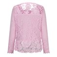 thumbnail image 5 of Mikilon Women's Casual Square Neckline Blouses Solid Color Long Sleeve Lace Shirts, 5 of 6