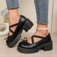 thumbnail image 4 of Bkhluea Women Cross Strap Bow Mary Jane Platform Shoes Comfortable Footwear For Office Casual Outdoor Daily Activities, 4 of 7