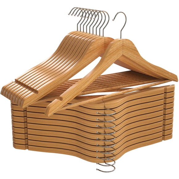 Utopia Home 20 Pack Premium Wooden Hangers - Durable & Slim Coat Hangers - Suit Hangers with 360-Degree Rotatable Hook - Wood Hangers with Shoulder Grooves (Natural Color)