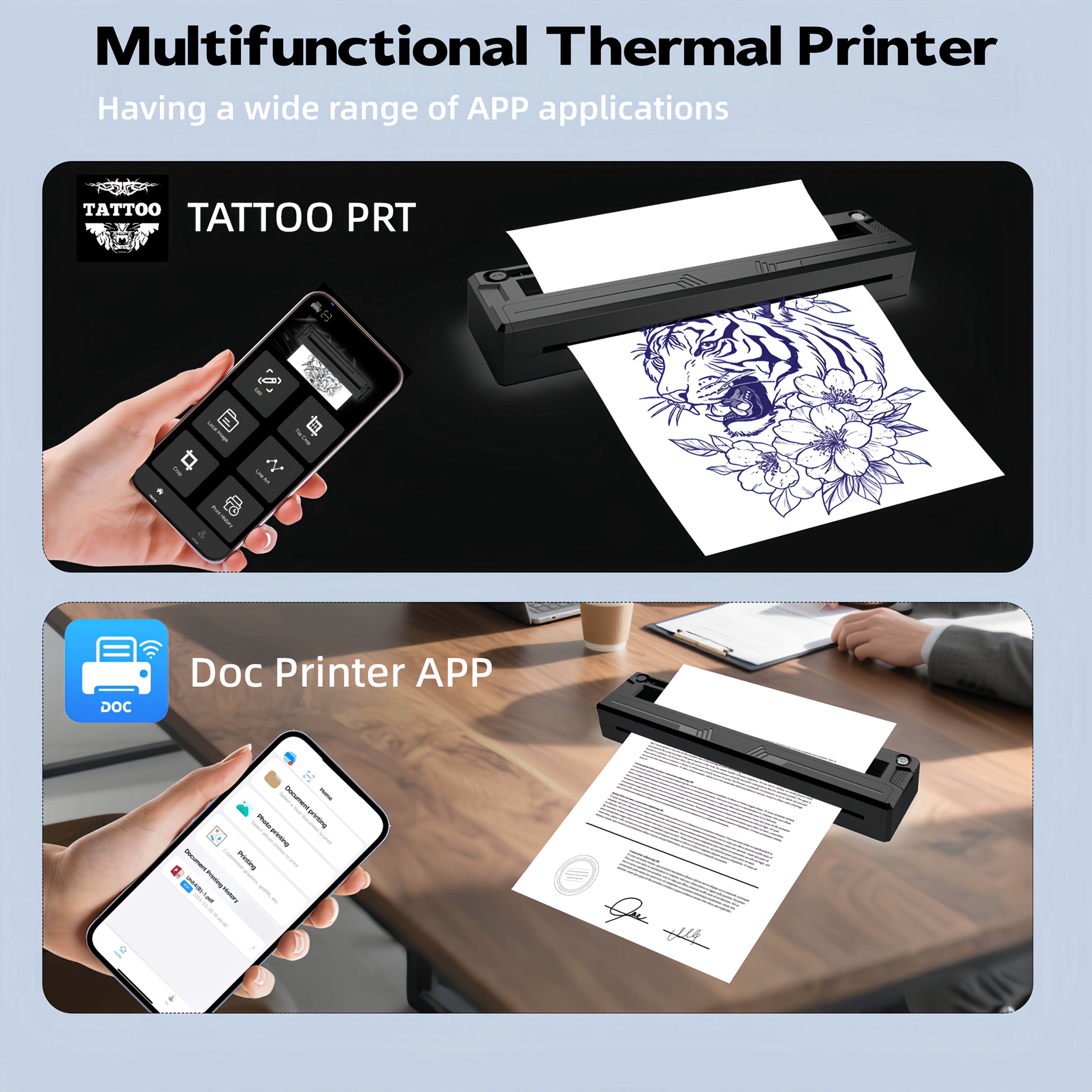 This Versatile Thermal Label Printer Serves Dual Purposes, Allowing You to Print Both Tattoo Transfer Sheets And A4 Documents. It'S User-Friendly And Comes with a Variety of Image Templates